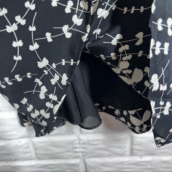 BODEN Black & White Floral Midi Dress with ribbon belt Size 2 - Picture 6 of 12